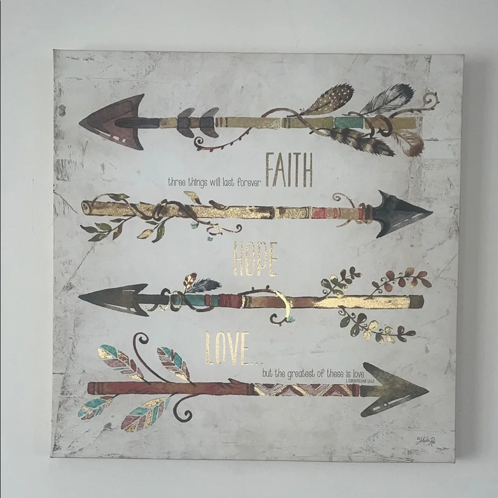 Marla Rae Inspirational Arrow Canvas Wall Art Faith, Hope, Love